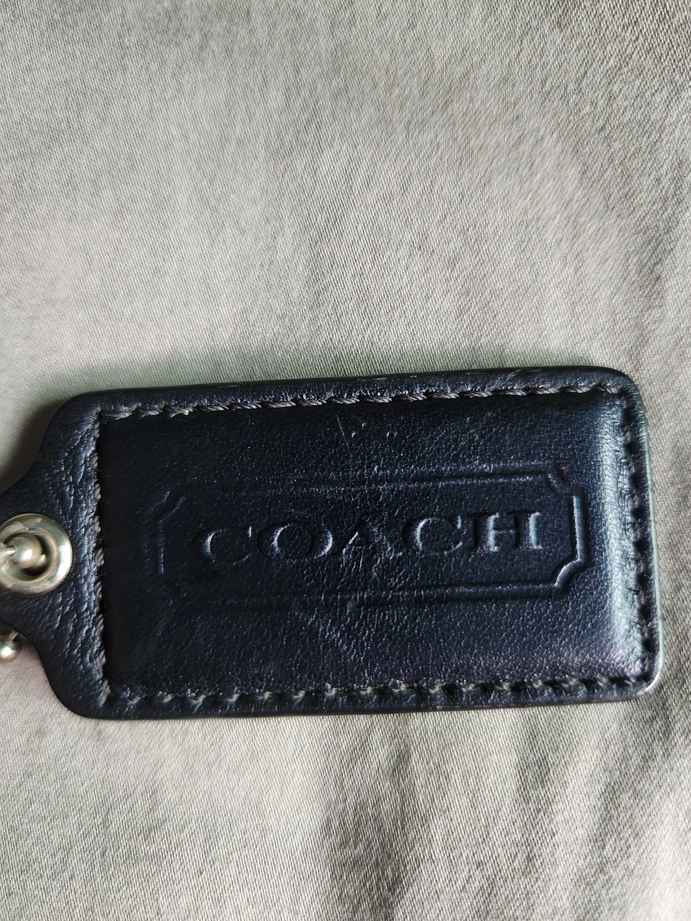 Coach Leather Bag Tag in Black 2 inch